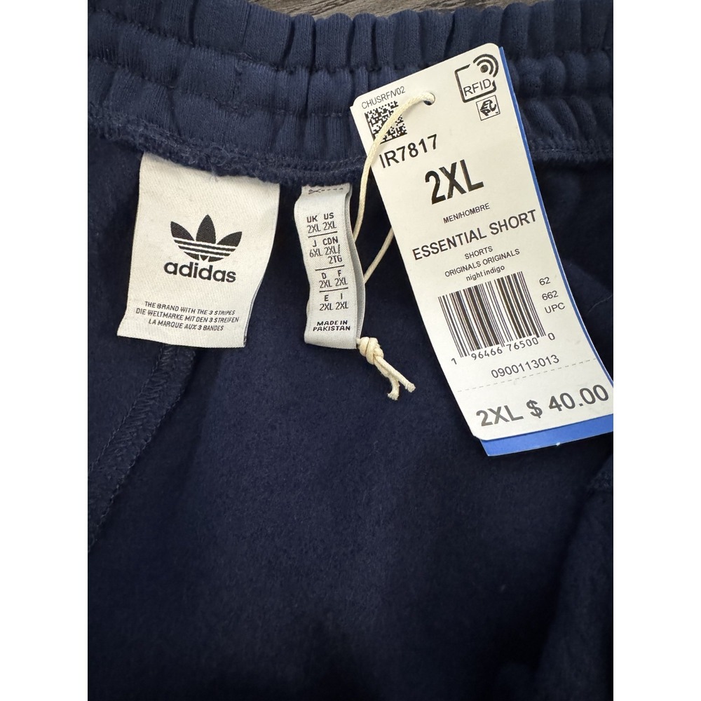 Adidas Originals Mens Trefoil Essentials Shorts, XXL / 2XL Indigo / Blue, NWT - Picture 2 of 5
